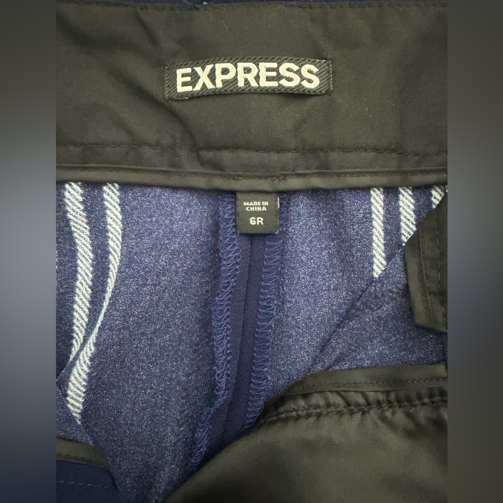 Express High Rise Navy and Pink Striped Pants - Ankle - Size M - Picture 6 of 7